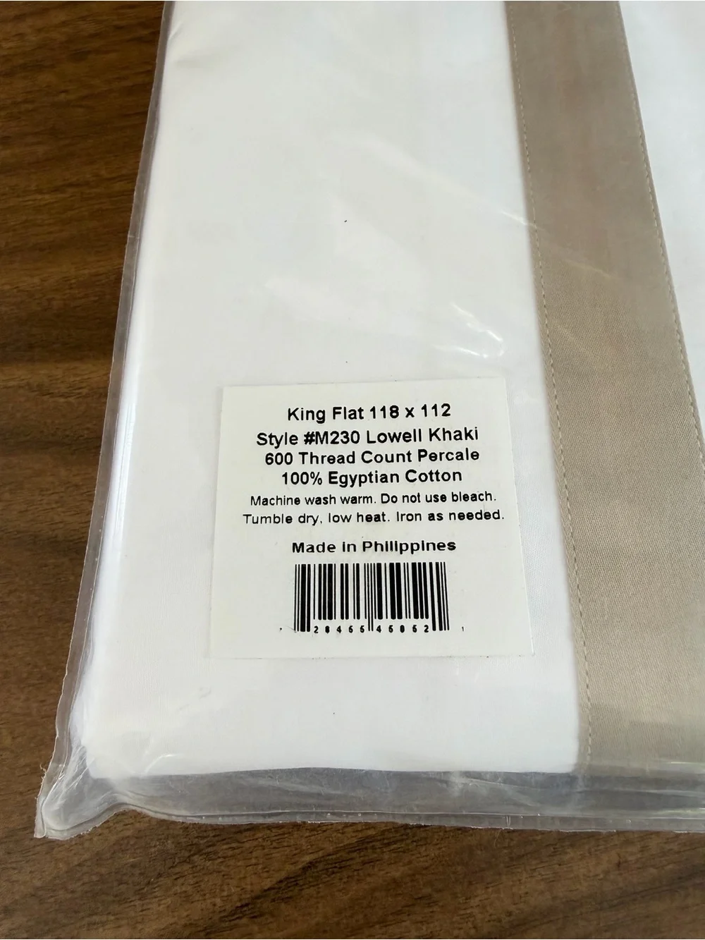 Matouk Lowell King Flat Sheet Khaki 600TC Egyptian Cotton Percale New
